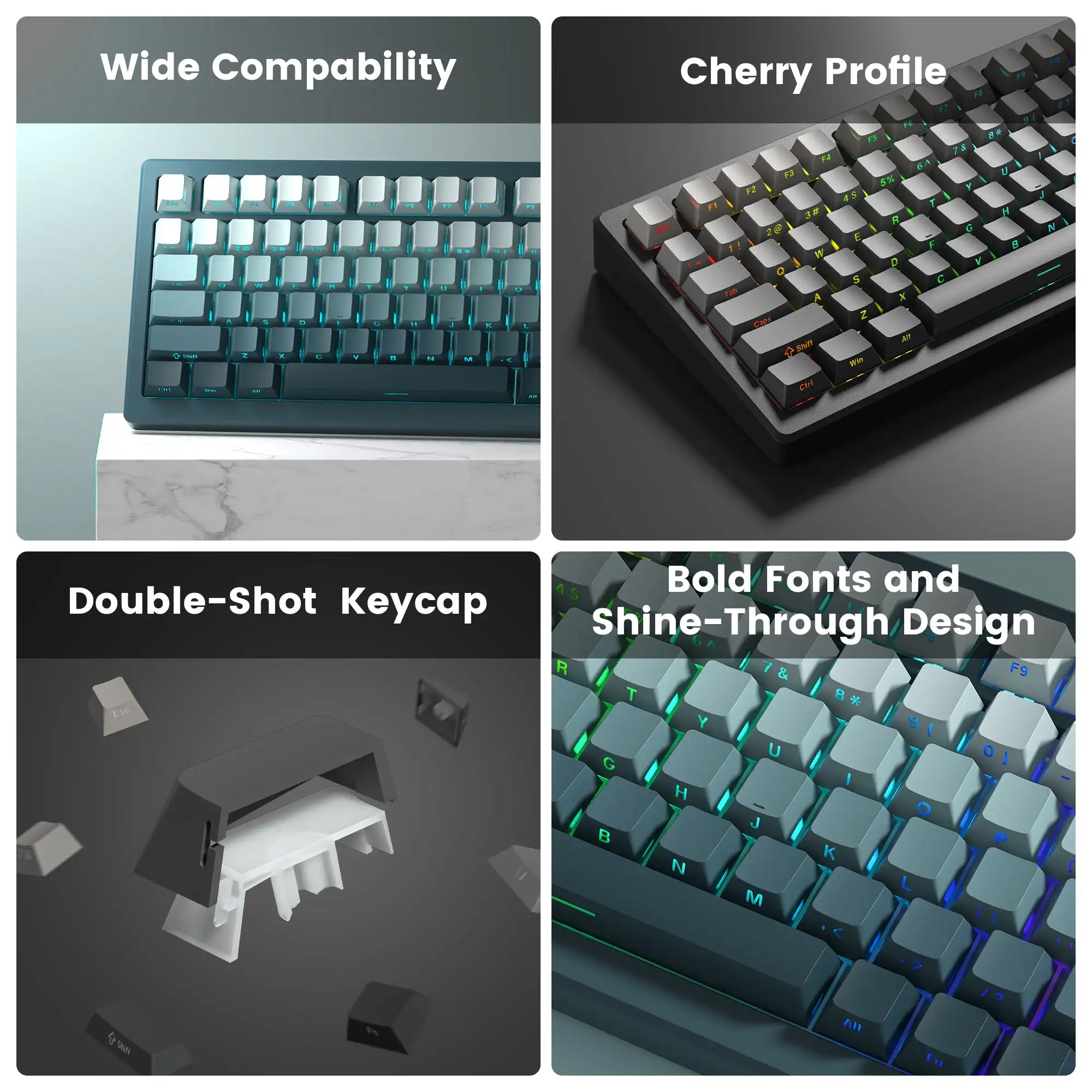 Double Shot, PBT Keycaps para Cherry Gateron,
