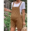 Maternity Jumpsuits Knee-length Plus Size Summer Fashion Pregnant Woman Rompers Solid Color Pregnancy Overalls Cotton Clothes 3