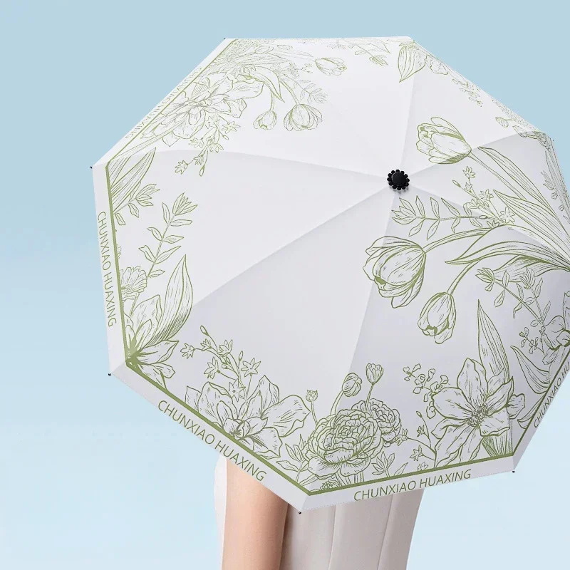 여성용 고대 스타일 접이식 비닐 우산, 자외선 차단 양산 파라솔, 자외선 차단 양산 