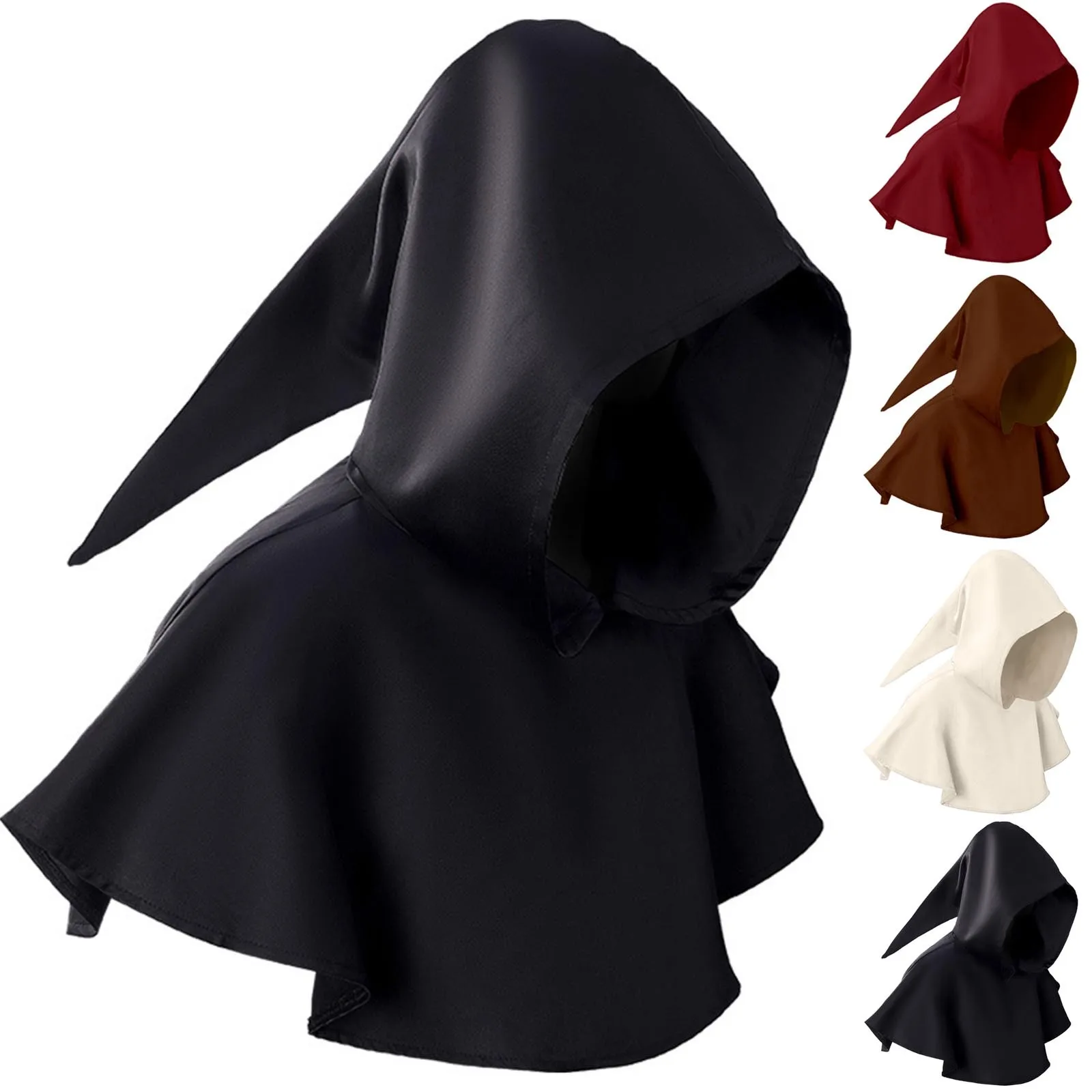 

1Pc Halloween Cosplay Death Cape Short Hooded Cloak Wizard Witch Costumes Vampire Devil Wizard Black Cape Cowl Party Accessories