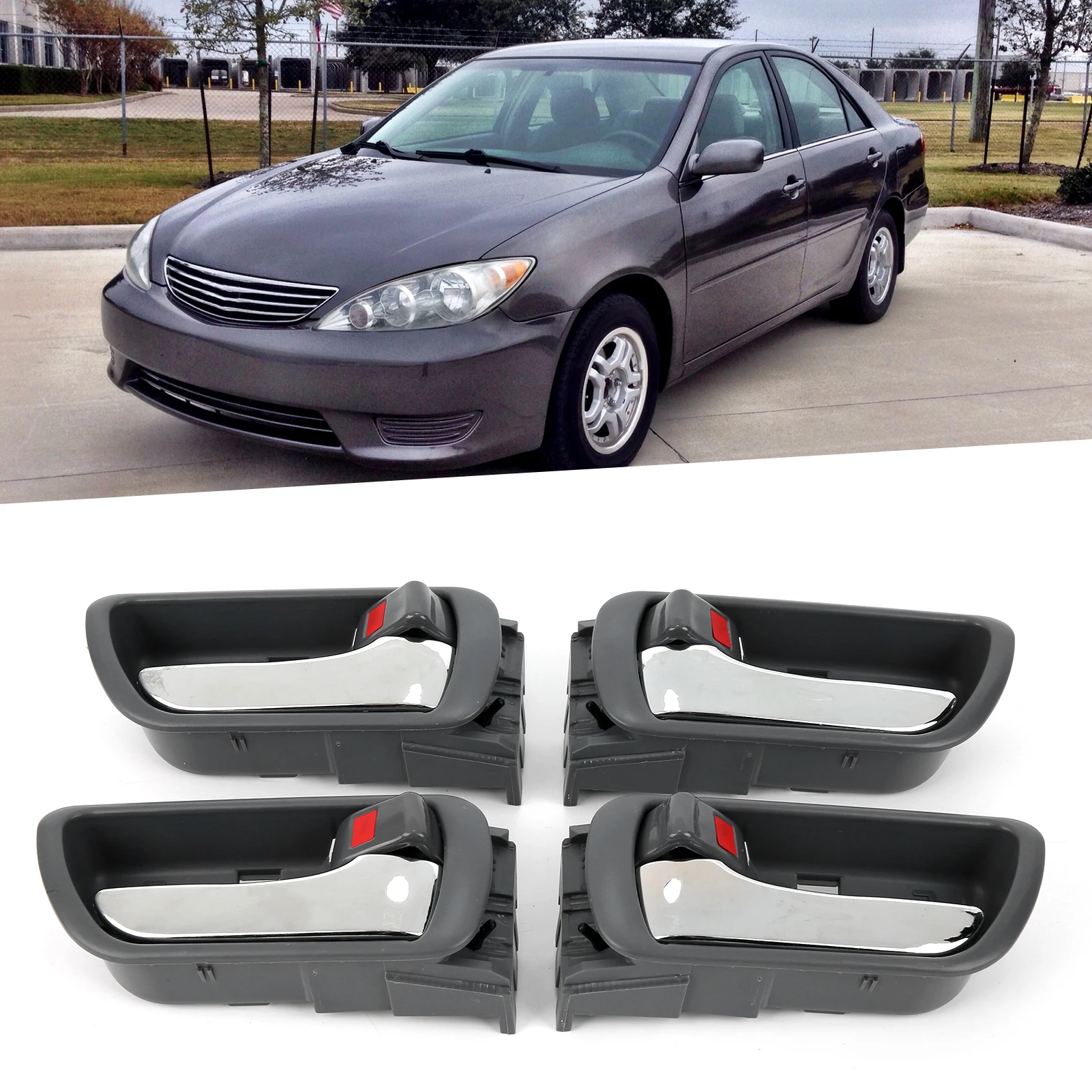 풀 세트 인테리어 도어 핸들 4pcs 인테리어 도어 핸들 운전자 및 승객 측 69206-33030 Camry 2002-2006 Passenge에 적합
