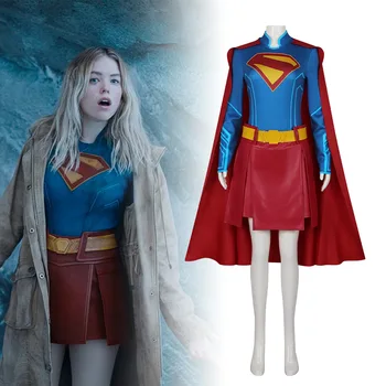 Super Girl cosplay costume, Tomorrow's Girl cosplay costume, Halloween stage performance, complete set of costumes with cloak 1