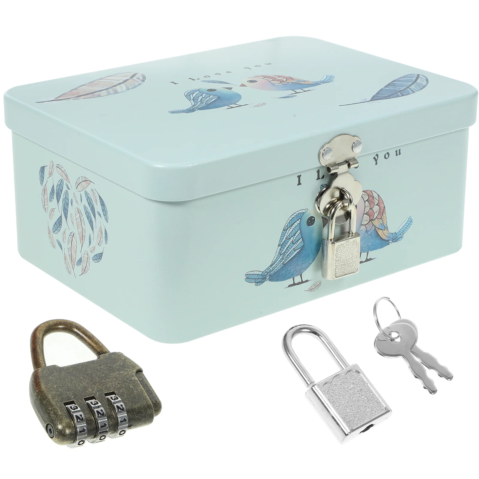 

Treasure Chest Storage Box with Lock Square Gift Boxes Keepsake Bin Tinplate Organizer