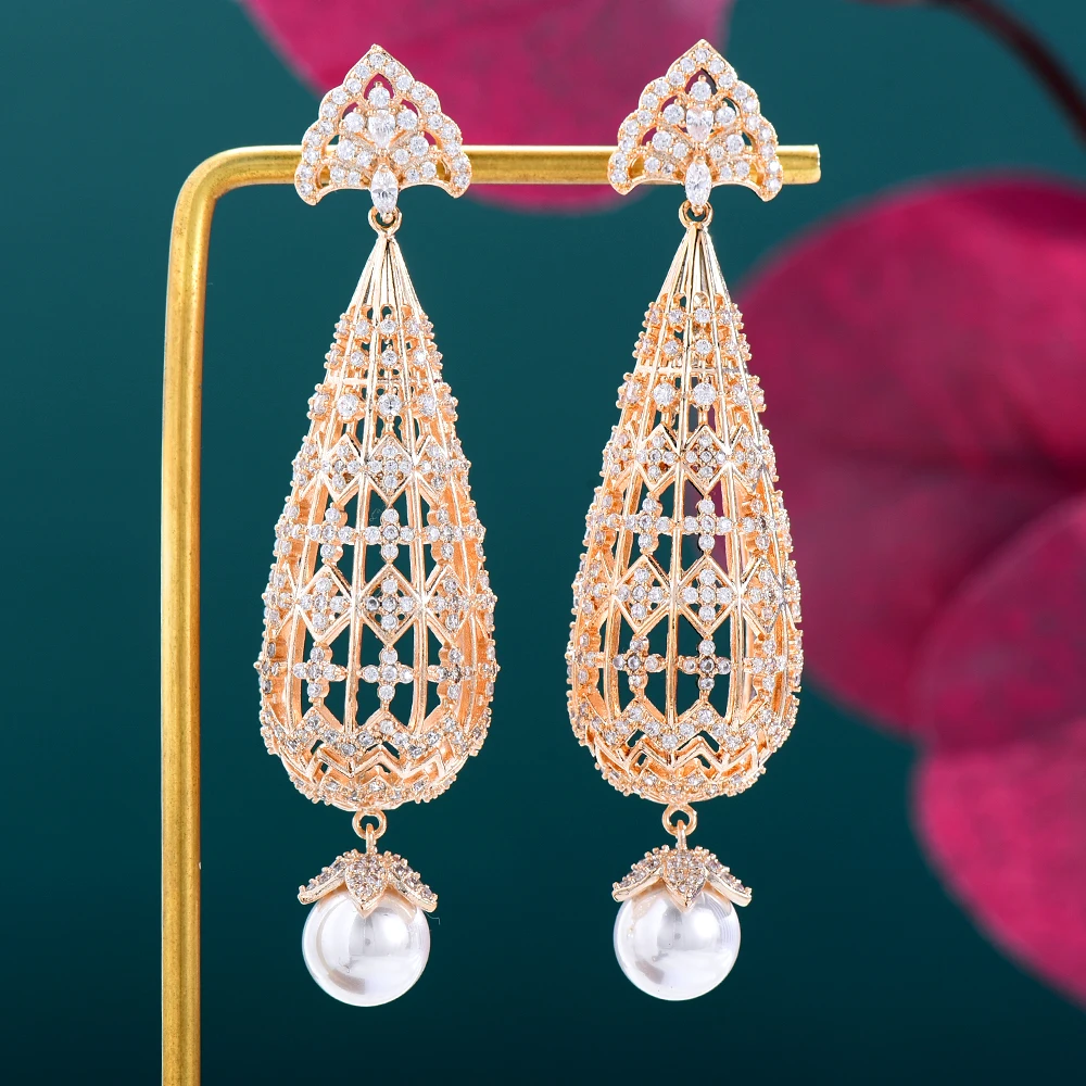 

Женские Висячие серьги SisCathy, индийские Роскошные полые серьги с кубическим цирконием, модные ювелирные украшения для ушей