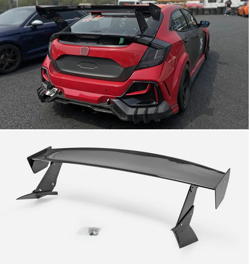 

For Honda 17 Onwards Civic Type R FK8 VRSAR2 Type Carbon Fiber GT Spoiler Rear Wing Glossy Finish (Dry Carbon Legs) With Fitting