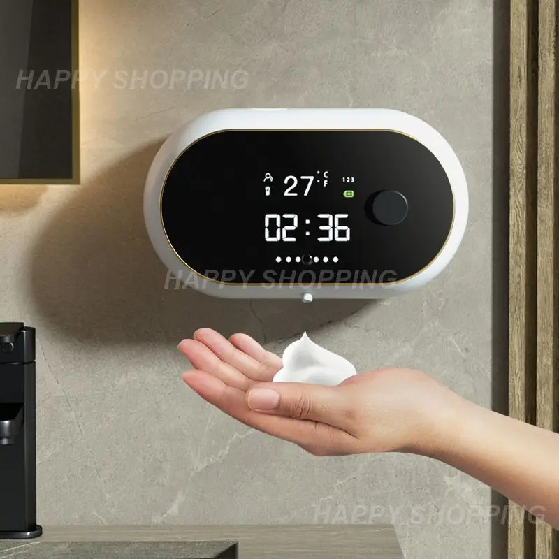 

Automatic Foam Soap Dispenser Touchless Sensor USB Charge Foam Machine Time Temperature Display Wall Mount Hand Sanitizer