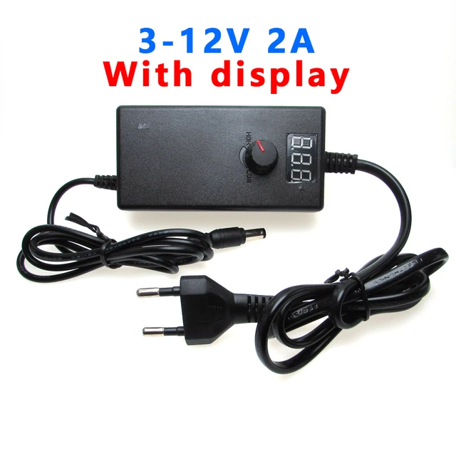 AC DC Power Supply 3V 9V 12V 24V 36V 2A 3A 5A 10A Lighting Transformer 220V To 12V Led Adjustable Power Supply Adapter 12 V Volt 3V-12V 2A Display