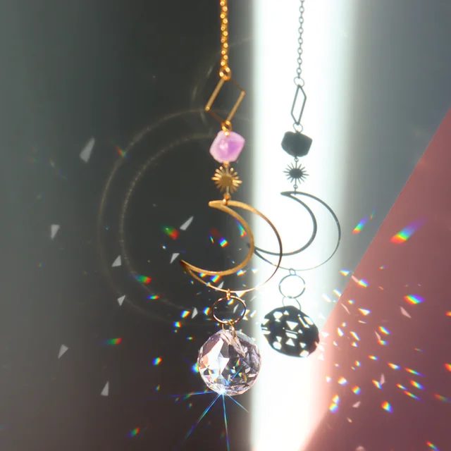 Prism Suncatcher Függő Ablak Kristályok Szivárványos Könnyű Fogó Kristály Napsütő, Nyári Ajándék Nyolcszög Gyöngyök Medál - Image 4