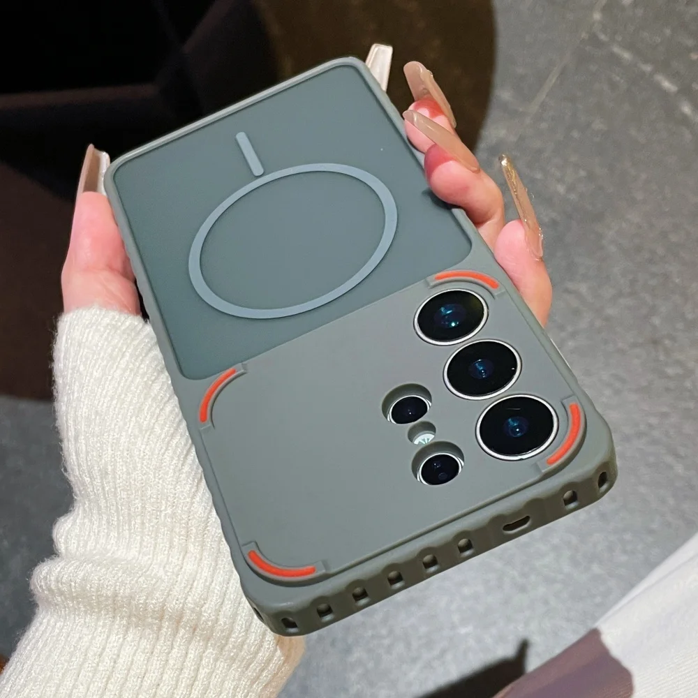 Sleek Armor Magnetic Matte Wireless Charging Phone Case with Heat Dissipation & Camera Protection