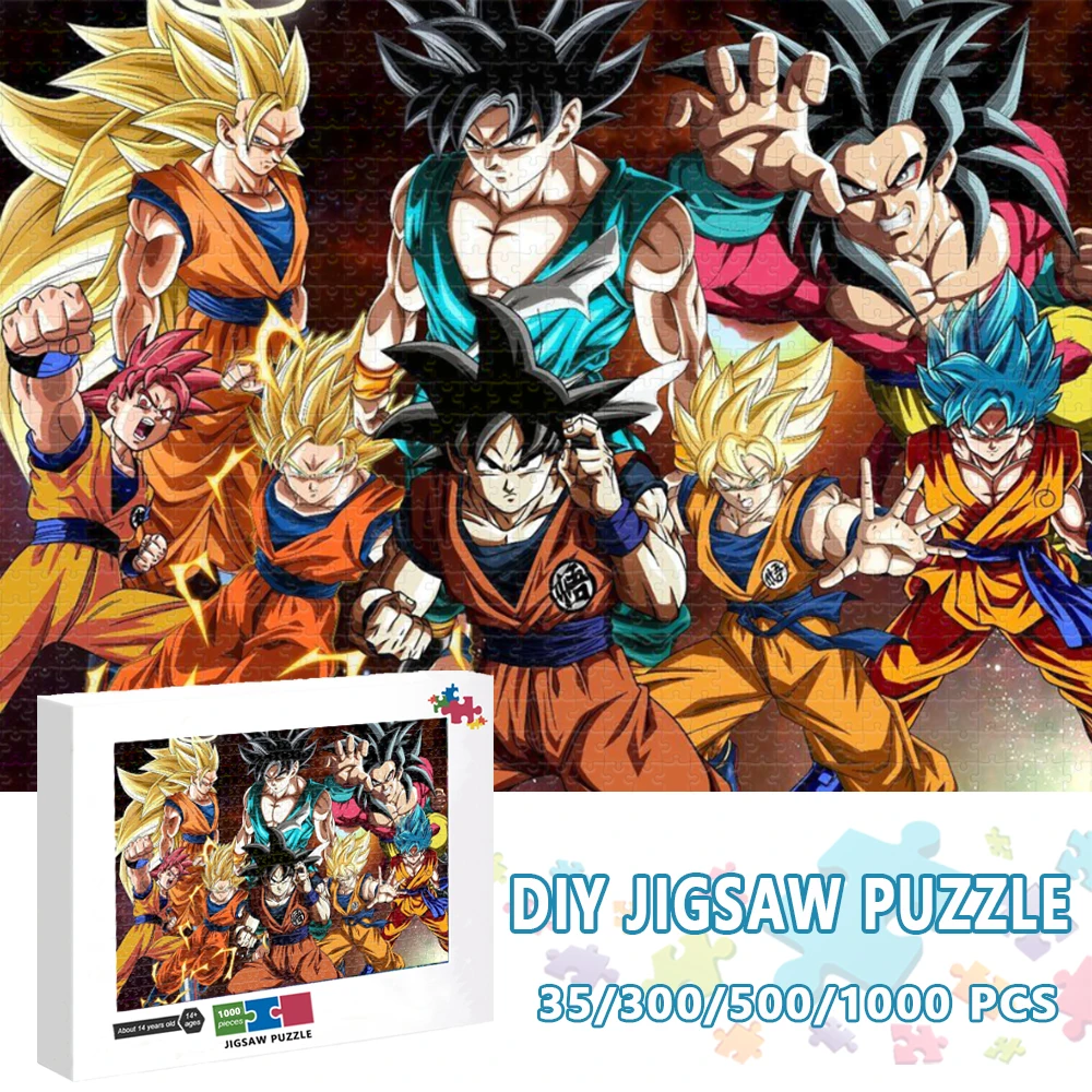 Super saiyan quebra-cabeças dragon ball puzzle 300/500/1000 peça