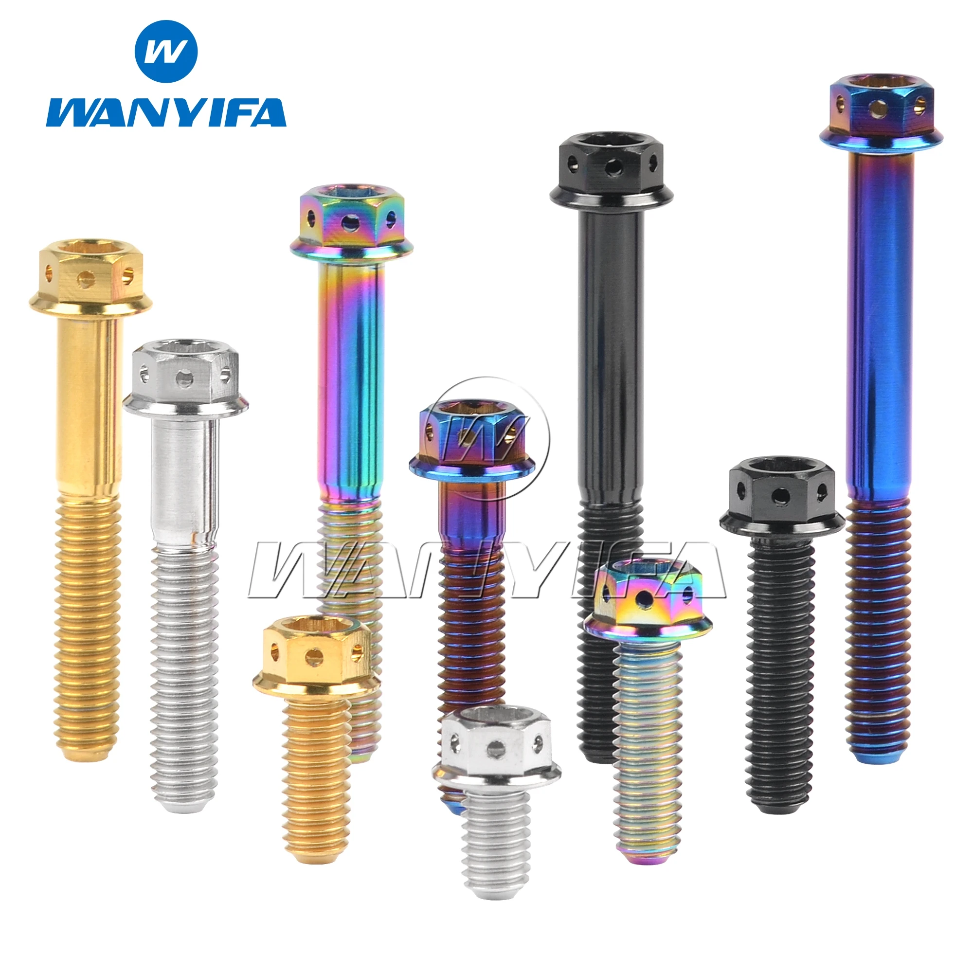 Titanium Bolts Wanyifa M6 M8x10 15 20 25 30 35 40 45 50 55 60 75mm Flange Inner Hexagon Head for Motorcycle Brake Calipers