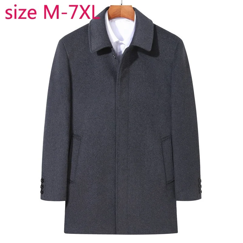

Super New Arrival Fashion Covered Button Large Autumn Winter Thick Men Long Woolen Coat Casual Plus Size MLXL2XL3XL4XL5XL6XL7XL