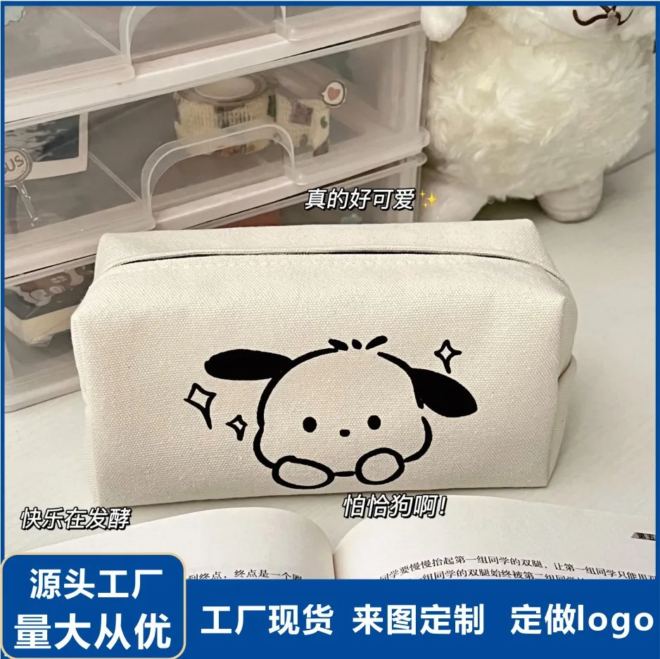 

Sanrio Anime Pochacco Cartoon Pencil Case Kawaii Beauty Student Stationery Storage Cosmetic Bag Pen Pouch Toy Cute Girls Gifts