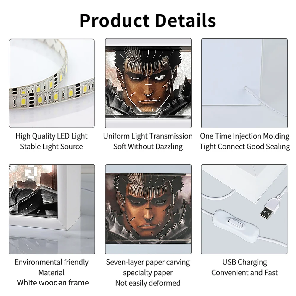 Japanese Anime Light Box Eyes Paper Cut Led Picture Anime Shadowbox Mood Light Night Lamp Table Lamp For Bedroom Gift Birthday
