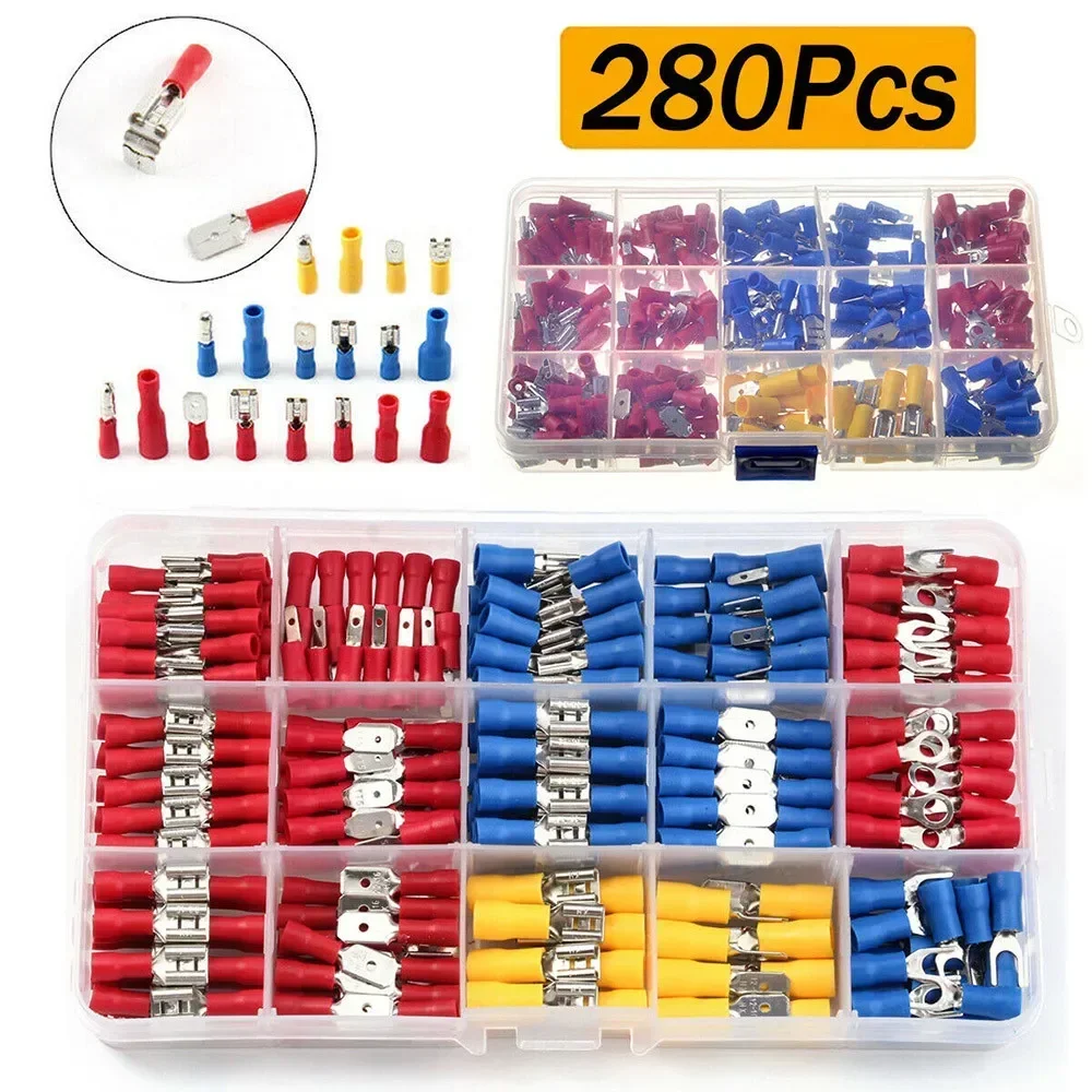 Wire Connector Assorted Crimp Terminals Parts Replacement Set Spade Terminal Insulated Accessories Electrical Useful