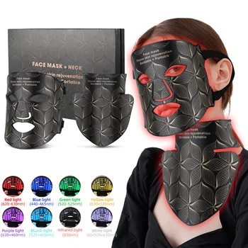 LED Facial Mask with Neck 8 color Near-infrared Red Facial and Neck Photon Oil Control Skin Firming Whitening and Anti Rednes 1