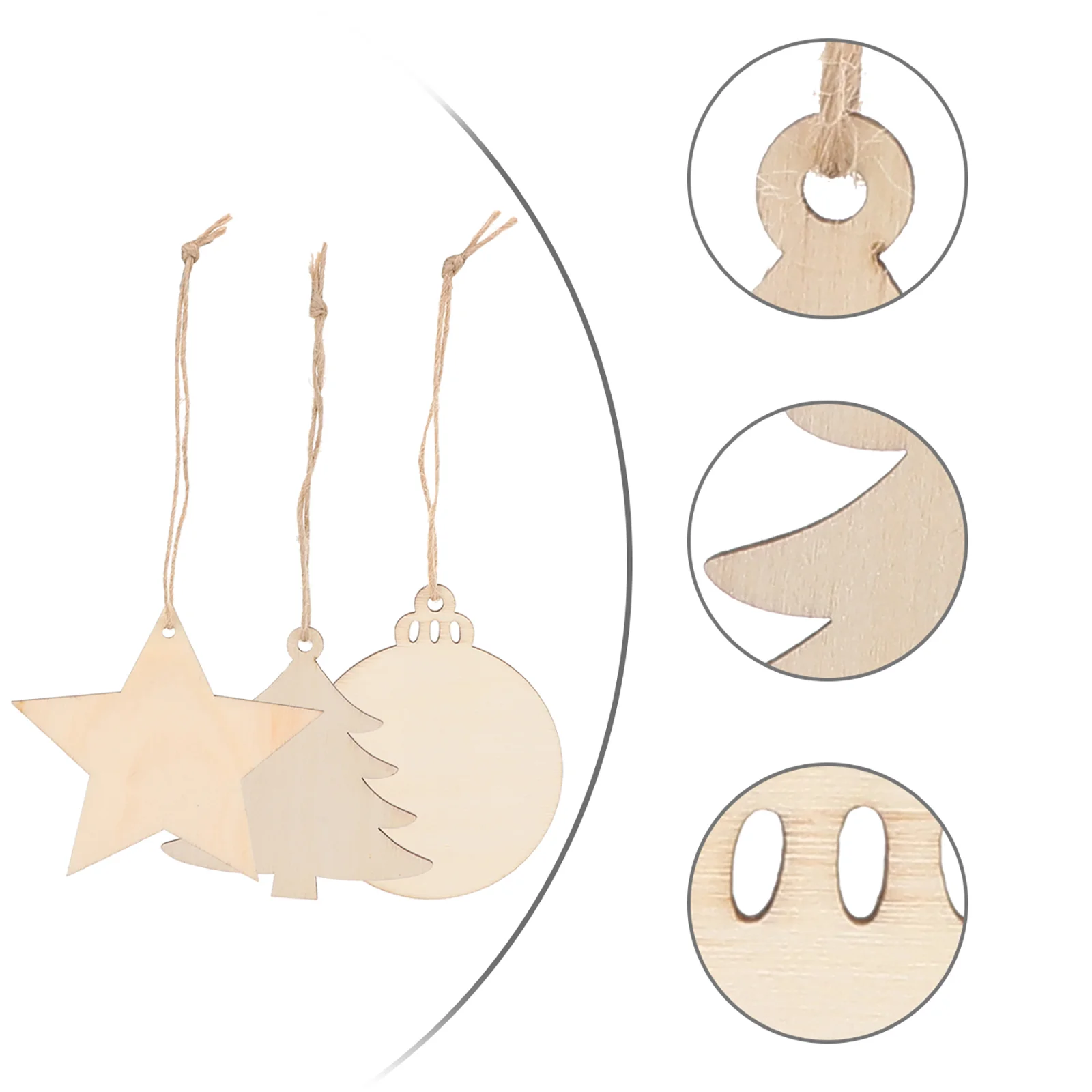 

30 Pcs Christmas Wood Pendant Ornaments Quiz Hanging Craft Set Wooden Cutouts Boxwood Child DIY Crafts