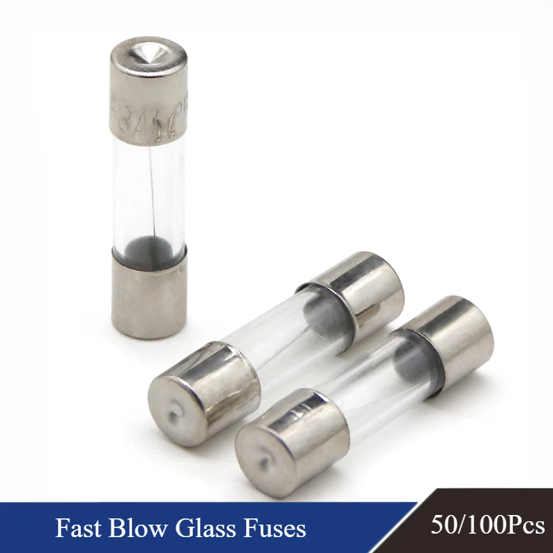 50/100Pcs Glass Tube Fuse 5x20MM 0.1A 0.2A 0.5A 1A 2A 3A 4A 5A 6A 8A 10A 12A 15A 20A 30A 25A 250V Fast Blow Fuses Fusibles