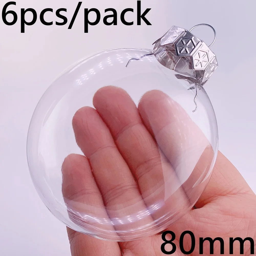 thumbnail image 1 of 6 piezas x Bolas de adorno navideñas transparentes irrompibles para decoración del hogar, 120 x 60 mm, de plástico, 1 of 5