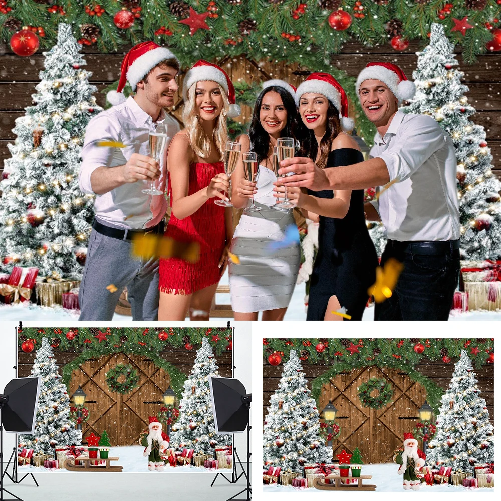 Merry Christmas Backdrop Xmas Tree Fireplace Gift Window Family Baby Portrait Photography Background Party Decor Photo Studio photo backdrop,photo wallpaper,party decoration covers
