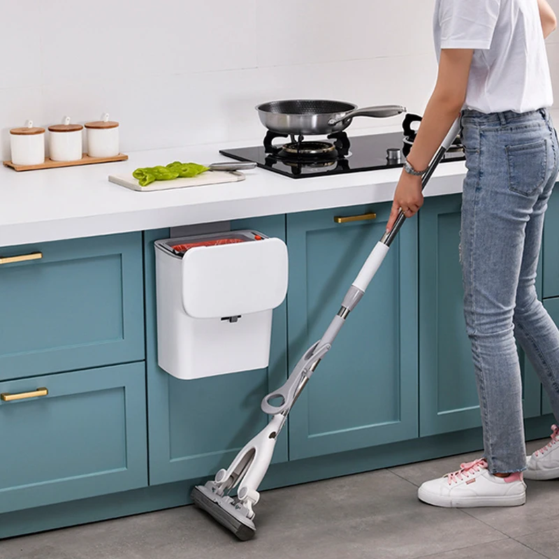 

Hanging Trash Can for Kitchen Basket with Lid Small Garbage Recycling Wall Bins Wastebin Dustbin on the Door
