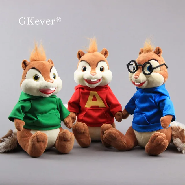 Lovely Sitting Chipmunks Red Alvin Simon Theodore Plush Toy