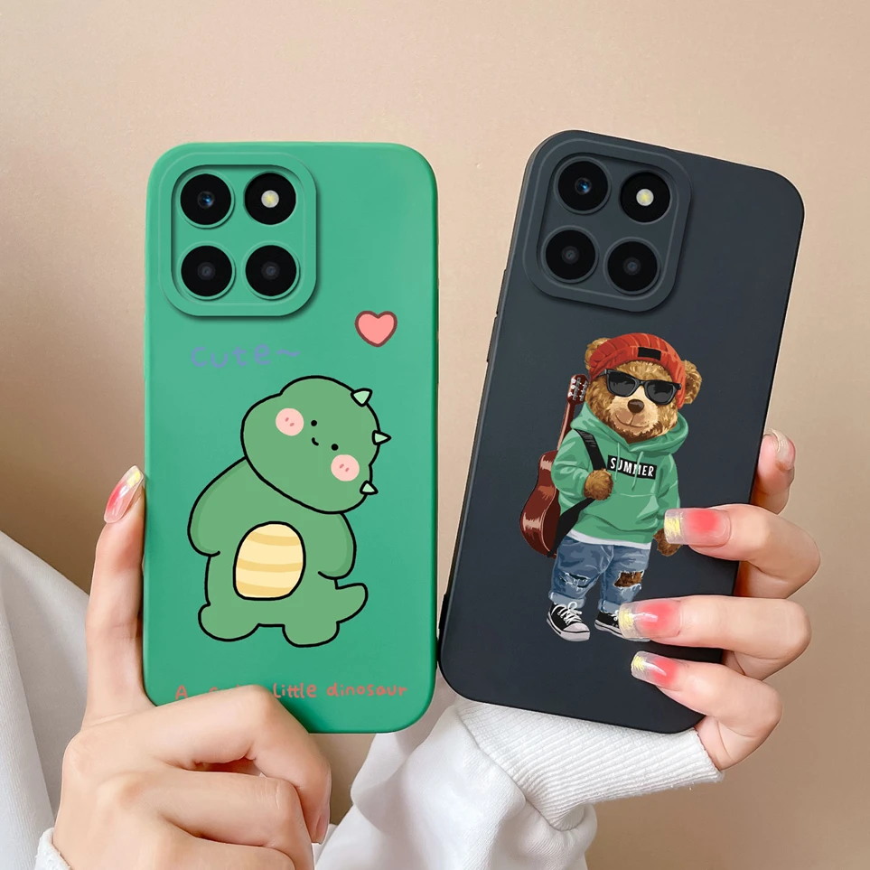Coque For Huawei Honor X6A Cute Dinosaur Soft Square Silicone Cover Anti Fingerprint Fundas For HonorX6A WDY-LX1 LX2 Phone Cases