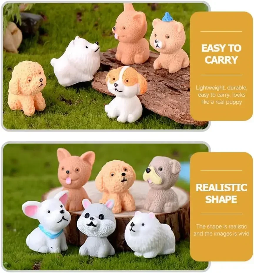 Cute Puppy Mini Resin Dogs Miniature Figurines 12PCS for Fairy Garden Accessorie