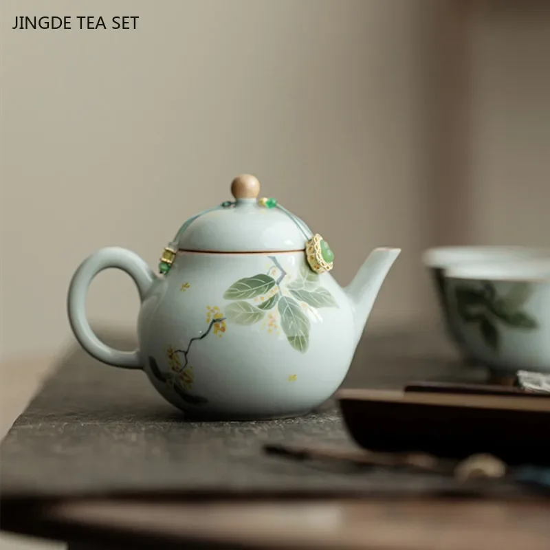 150ml High-end Under-glaze Color Ceramic Teapot Handmade Exquisite Ball Hole Filter Tea Infuser Custom Chinese Tea Set Gifts
