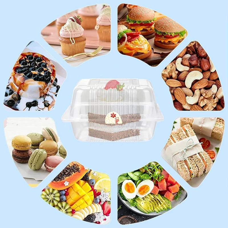 50/100PCS Disposable Plastic Cake Boxes Food-grade Clear Pastry Containers Dessert Cheesecake Packaging Boxes For Wedding Supply