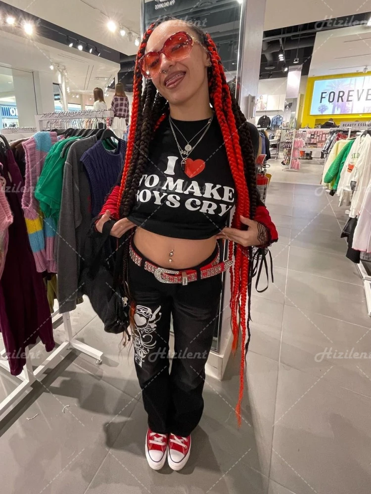 Y2k Clothes 00s Fairy Grunge Harajuku Goth Short Sleeve T Shirts Fashion Letter Cute Baby Tees Hip Hop E Girl Emo Crop Tops Aliexpress