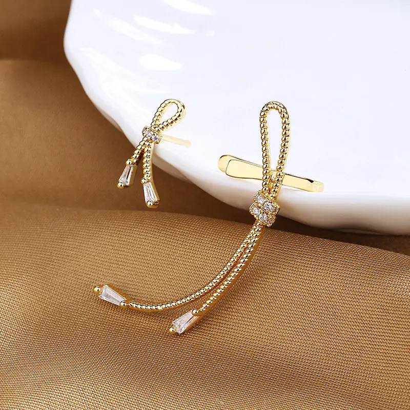 

S925 Sterling Silver Luxury 40MM Gold Butterfly Festival Zircon Clip Earrings For Women Fashion Charm Wedding Gift Jewelry