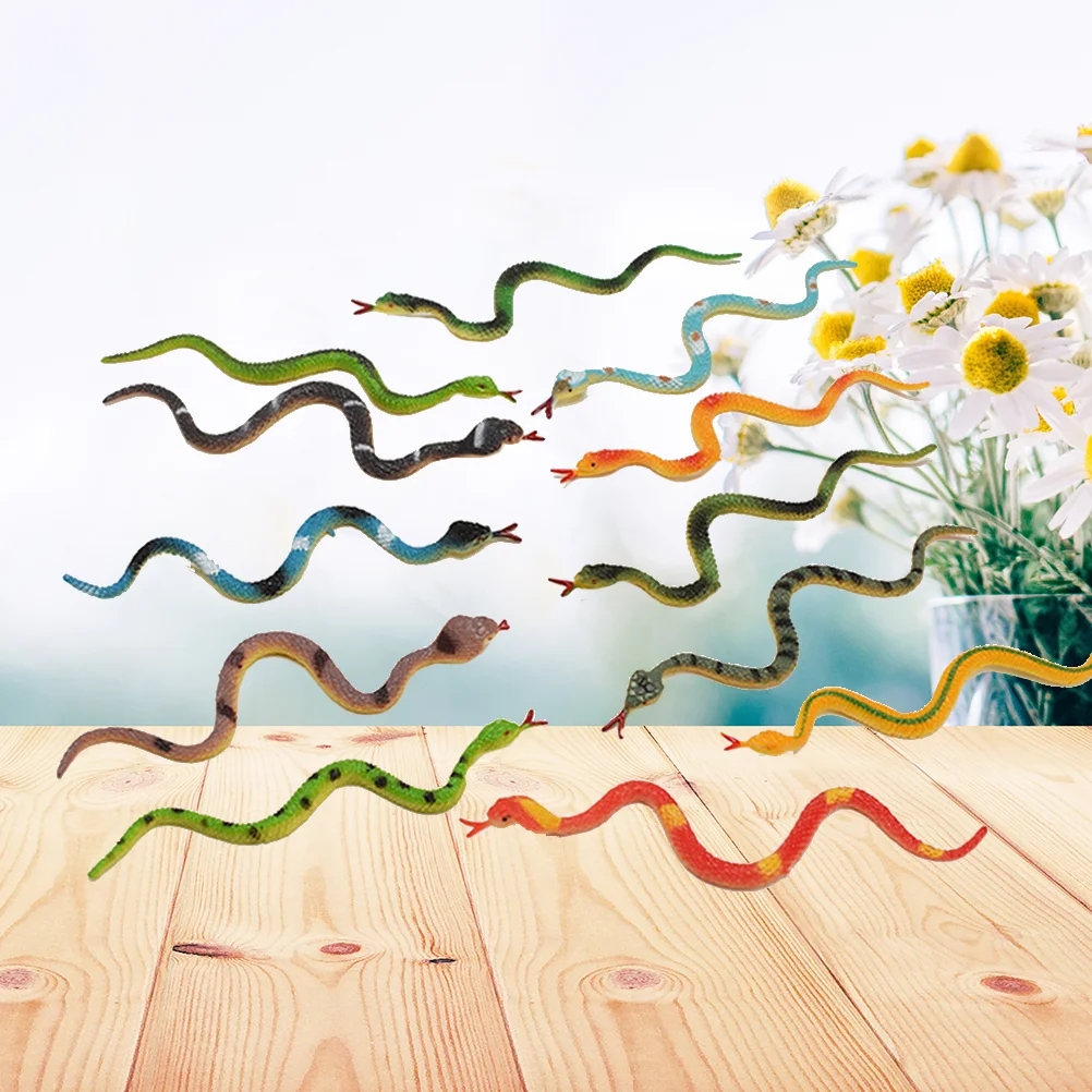 

12 Pcs Funny Toy High Simulation Snake Models Animal PVC Rubber Artificial Faux