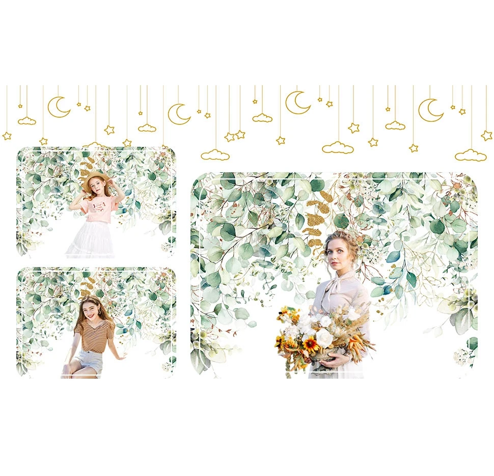 Eucalyptus Leaves Backdrop Photography Green Leaf Flower Baby Shower Birthday Wedding Photo Background photo backdrop