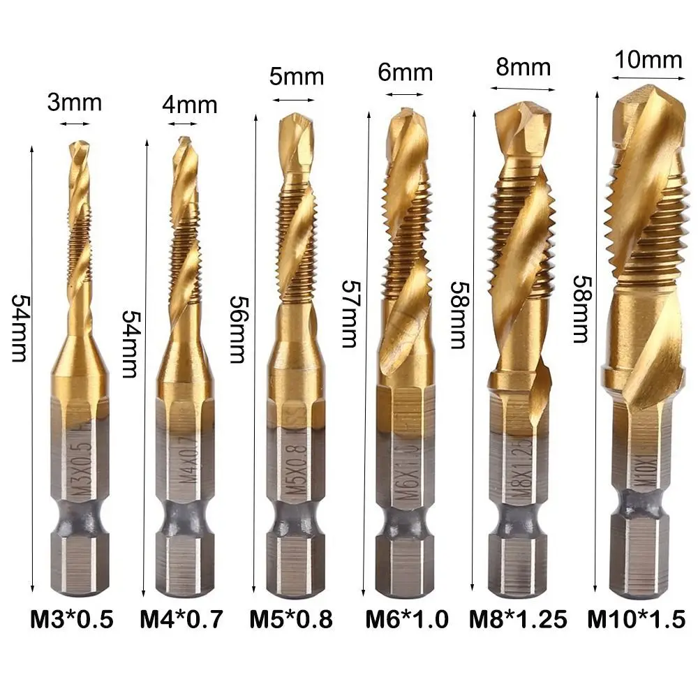Titanium Plated HSS Metric Tap Drill Bits Set for Metal