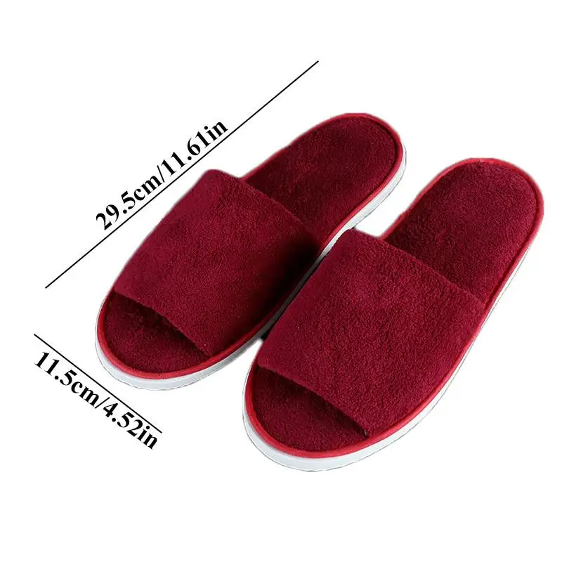 2/1 Pairs Coral Fleece Warm Slippers Hotel Travel Spa Half Pack Fluffy Slippers Winter Home Slipper For Men Women Guest Slippers 6