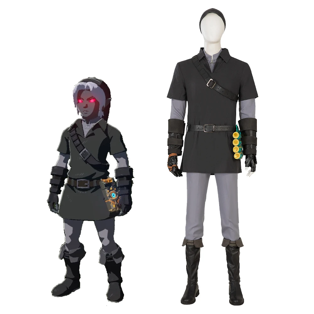 

Game Tears of the Kingdom Dark Link Cosplay Costume Evil Link TBlack Outfit Full Set Mens Deluxe Uniform for Halloween
