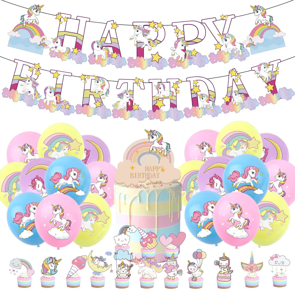 10pcs Rainbow Unicorn Slap Bracelets Gifts Unicornio Party Decoration Happy Kids Girls Rainbow Horse Theme Birthday Party Favors party supplies party decorations