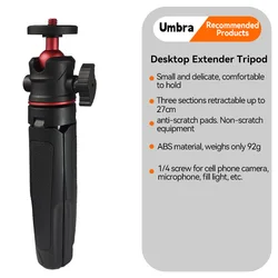 Compact Aluminum Alloy Mini Tripod Stand with 360° Rotatable Head and Cold Shoe Mount (Black)