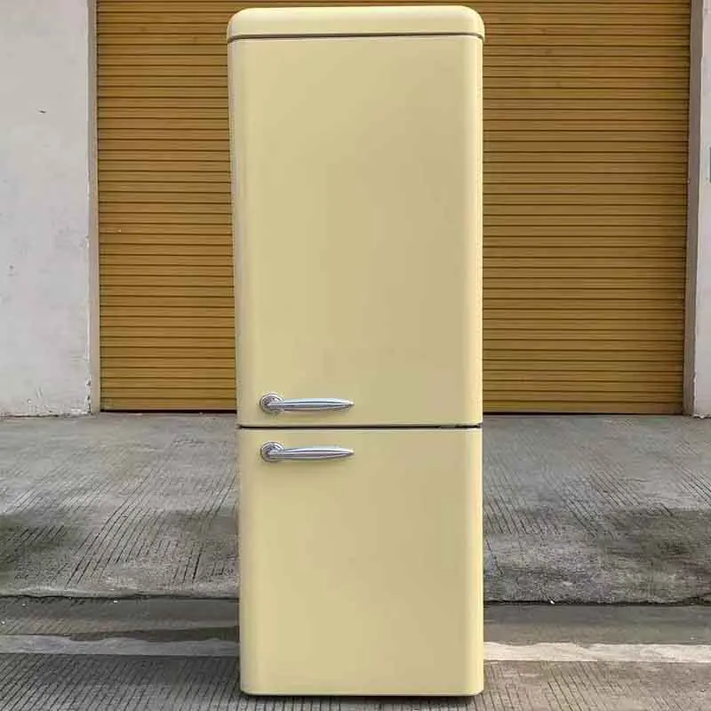 Hot Sale Retro Two-Door Home Refrigerator with Large Capacity Upper & Lower Freezers for Hotels Featuring Compressor