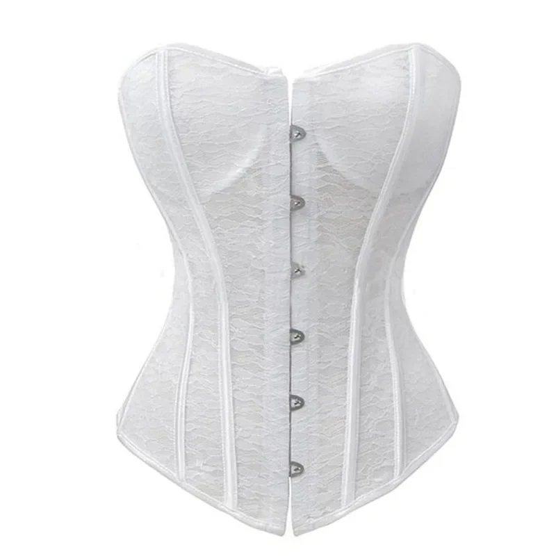 Corset Overbust Bustiers Sexy Corset For Women Lace Perspective Transparent Lingerie Femme Black White corset bustier top waist corset lace corset lace lingerie set