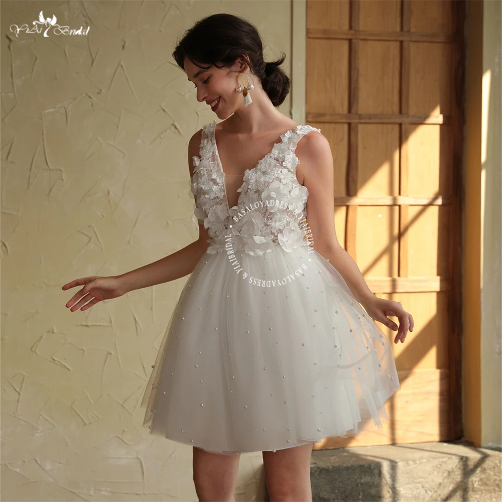 RSW2218 Women's Pearls Wedding Dresses Backless for Bride Flowers Lace Homecoming Dresses V Neck Tulle Short Prom Formal Dresses - AliExpress 320 RSW2218 Women's Pearls Wedding Dresses Backless for Bride Flowers Lace Homecoming Dresses V Neck Tulle Short Prom Formal Dresses - AliExpress 320