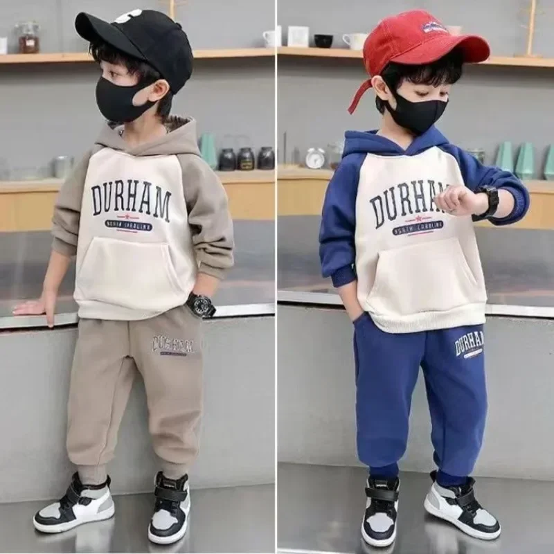 

2pcs Winter Boys Clothing Sets Thicken Fleece Jacket +Pant teenager children Tracksuit Kids Clothes boy Clothes Outfit 3-11year