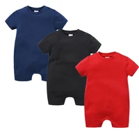 2025 3 Pcs a set Unisex Baby Girl Boy Clothes 100% Cotton Summer Short Sleeve Plain Solid Design Newborn Romper