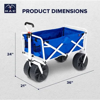 All-Terrain Beach Wagon with Side Table|Heavy Duty Collapsible Folding Cart with Large Wheels for Beach Day, Picnic，Camping 6