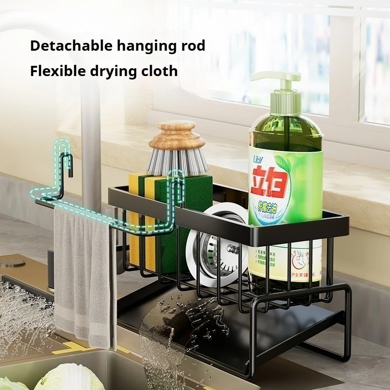 Kitchen Stainless Steel Sink Drain Rack Sponge Storage Faucet Holder Soap Drainer Towel Rack Shelf Organizer Kitchen Accessories kitchen storage rack,sink sponge rack,sink drain rack,under sink storage rack