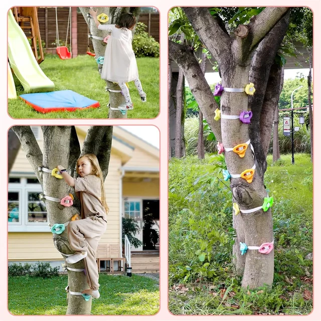 Fun Outdoor Play for Kids: Set of 10 Wooden Wall Climbing Stones for Tree and Rock Climbing Activities  Outdoor Games 2
