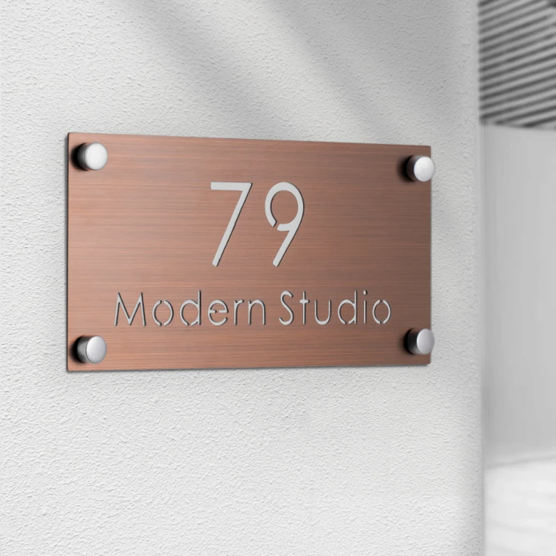 Stainless Outdoor House Number Exterior Door Plate Customized 3D Laser Cut Letter Family Name For Hotel Villa Shop Casa