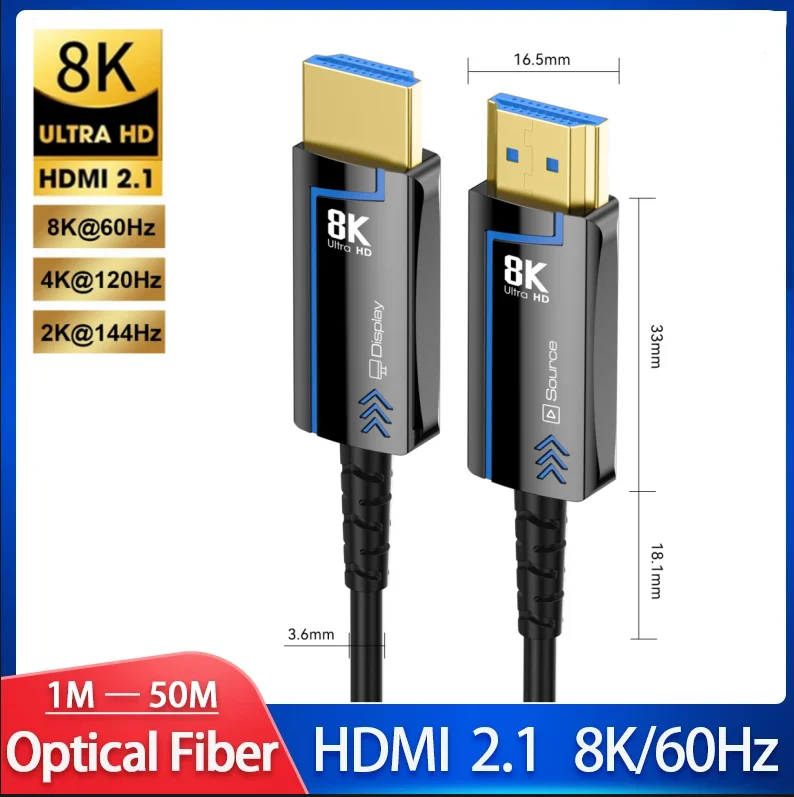 Ultra High-Speed 8K HDMI 2.1 Fiber Optic Cable with HDR and eARC Support