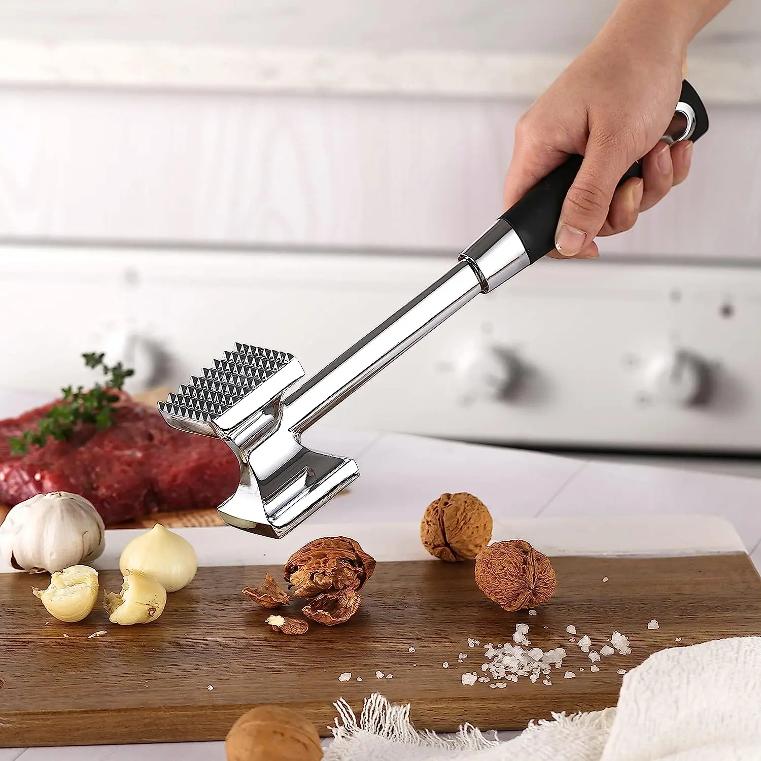 Double Sided Meat Tenderizer, Heavy Duty Hammer tool, Mallet Tool, Steak Pounder for poultry, pork